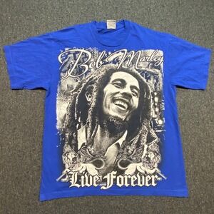 Pro Athletic Bob Marley Shirt Sz XL Mens Blue Reggae Roots Rock Live Forever Tee